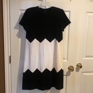 Medium black and white back zip dress